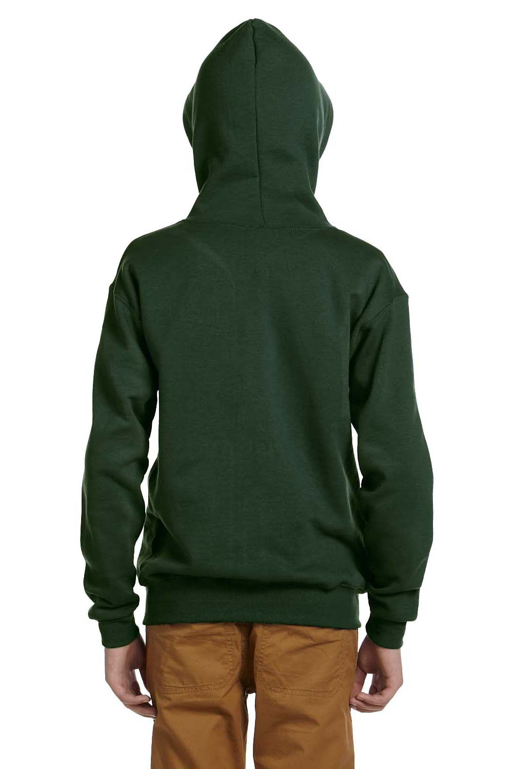 Jerzees 993B/993BR Youth NuBlend Pill Resistant Fleece Full Zip Hooded Sweatshirt Hoodie w/ Pockets Forest Green Model Back