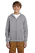 Jerzees 993B/993BR Youth NuBlend Pill Resistant Fleece Full Zip Hooded Sweatshirt Hoodie w/ Pockets Oxford Grey Model Front