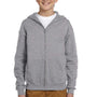 Jerzees Youth NuBlend Pill Resistant Fleece Full Zip Hooded Sweatshirt Hoodie w/ Pockets - Oxford Grey