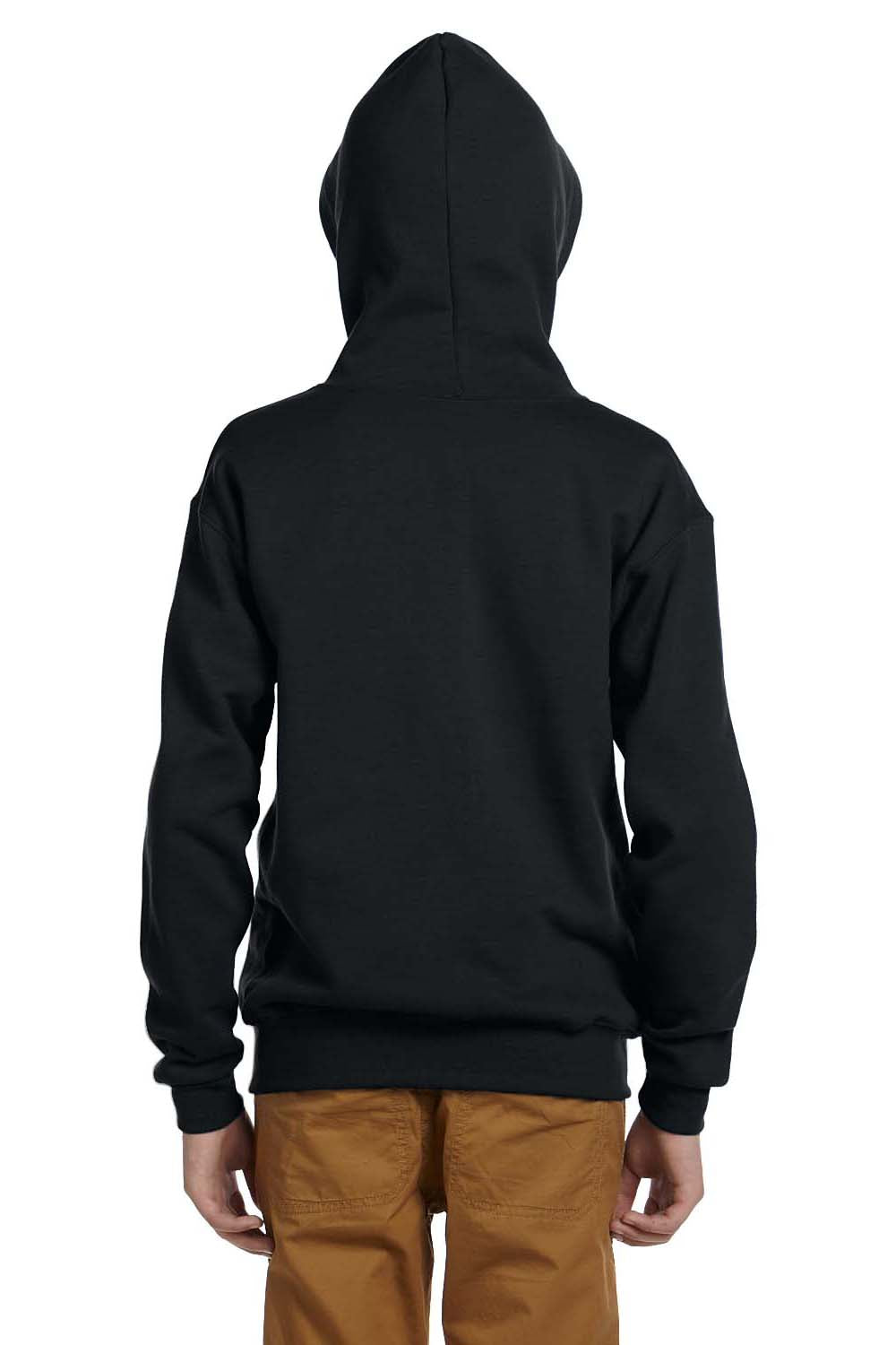 Jerzees 993B/993BR Youth NuBlend Pill Resistant Fleece Full Zip Hooded Sweatshirt Hoodie w/ Pockets Black Model Back