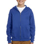 Jerzees Youth NuBlend Pill Resistant Fleece Full Zip Hooded Sweatshirt Hoodie w/ Pockets - Royal Blue