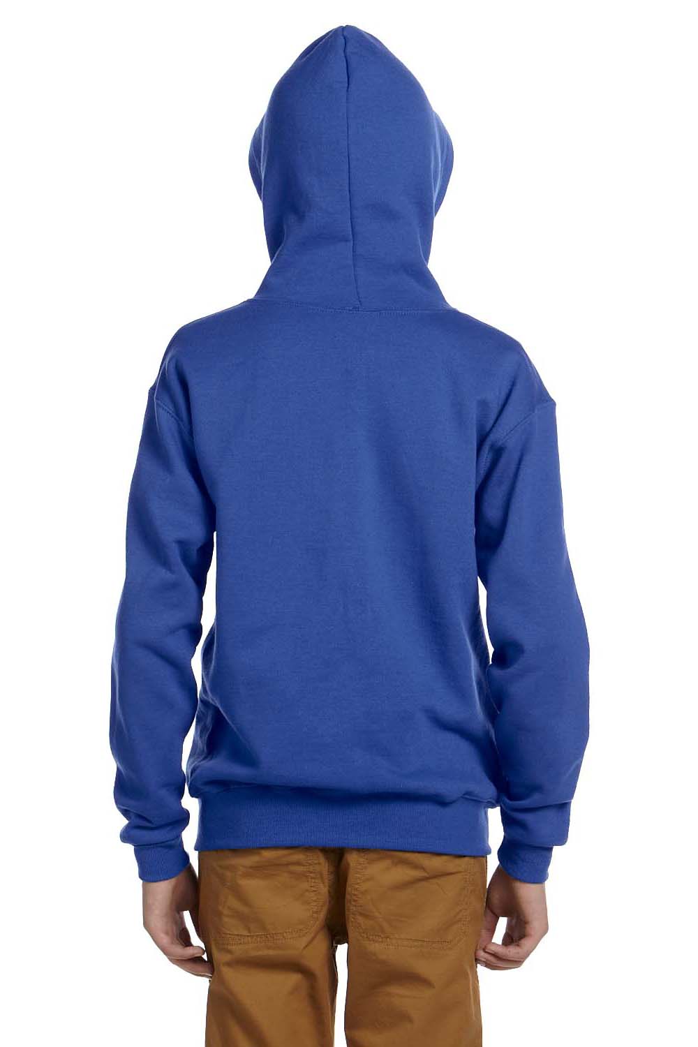 Jerzees 993B/993BR Youth NuBlend Pill Resistant Fleece Full Zip Hooded Sweatshirt Hoodie w/ Pockets Royal Blue Model Back