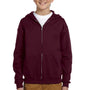 Jerzees Youth NuBlend Pill Resistant Fleece Full Zip Hooded Sweatshirt Hoodie w/ Pockets - Maroon