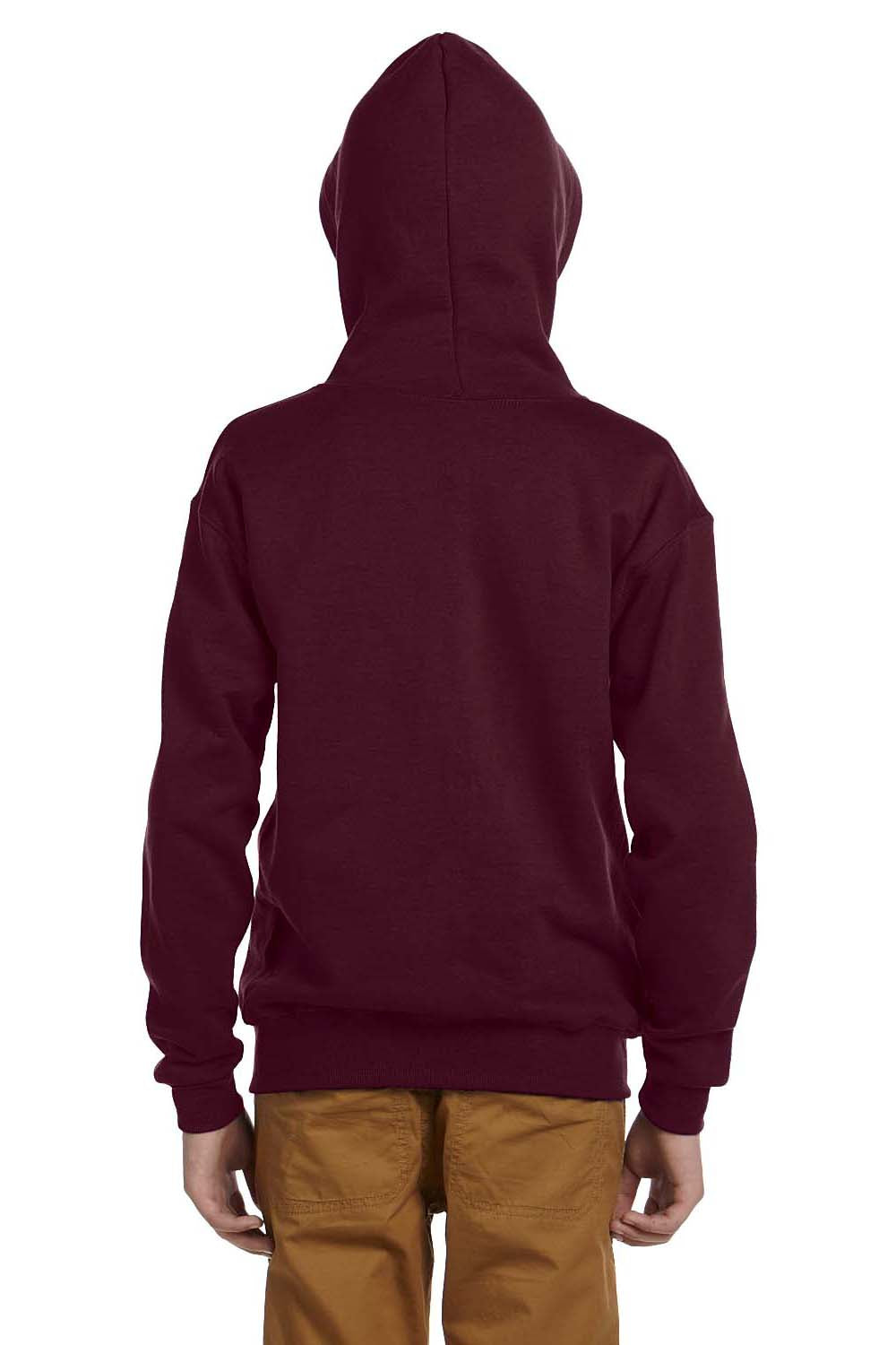 Jerzees 993B/993BR Youth NuBlend Pill Resistant Fleece Full Zip Hooded Sweatshirt Hoodie w/ Pockets Maroon Model Back