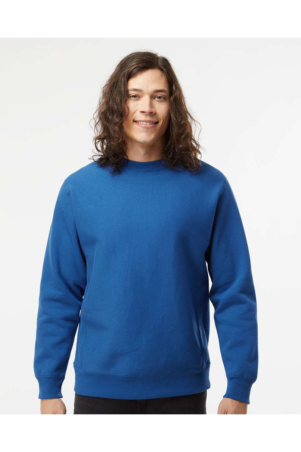 Independent Trading Co. IND5000C Mens Legend Crewneck Sweatshirt Royal Blue Model Front