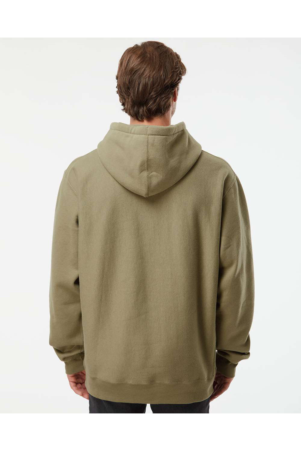 Independent Trading Co. IND5000P Mens Legend Hooded Sweatshirt Hoodie Olive Green Model Back