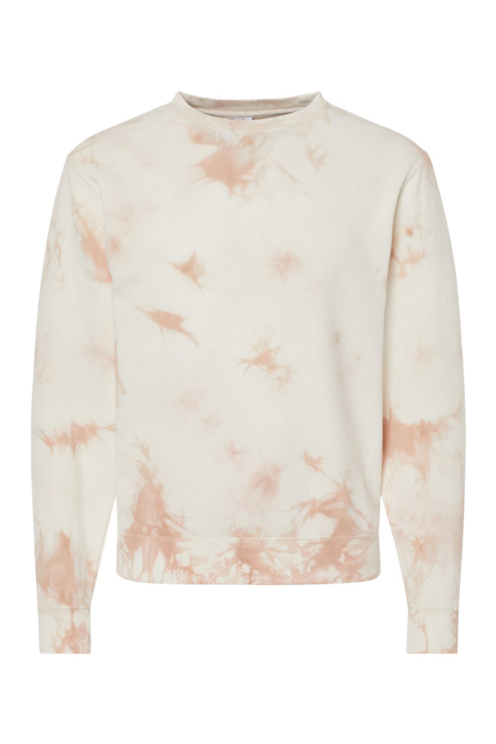 Independent Trading Co. PRM3500TD Mens Tie-Dye Crewneck Sweatshirt Dusty Pink Flat Front