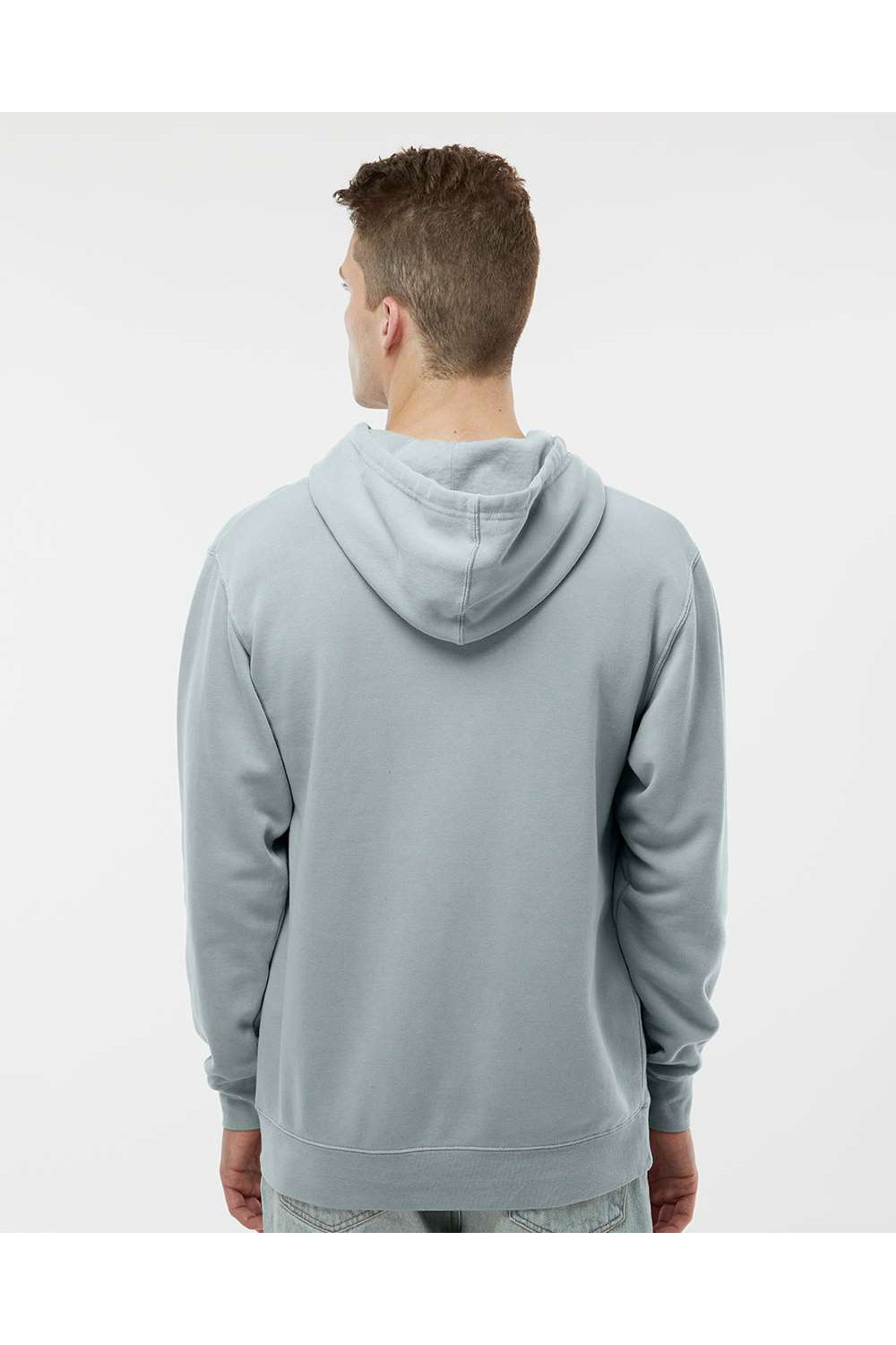 Independent Trading Co. PRM4500 Mens Pigment Dyed Hooded Sweatshirt Hoodie Sage Green Model Back