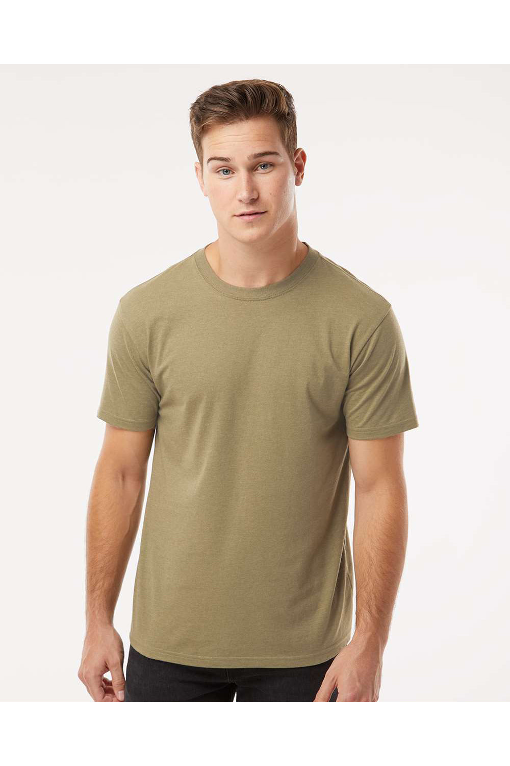 Kastlfel 2010 Mens RecycledSoft Short Sleve Crewneck T-Shirt Moss Green Model Front