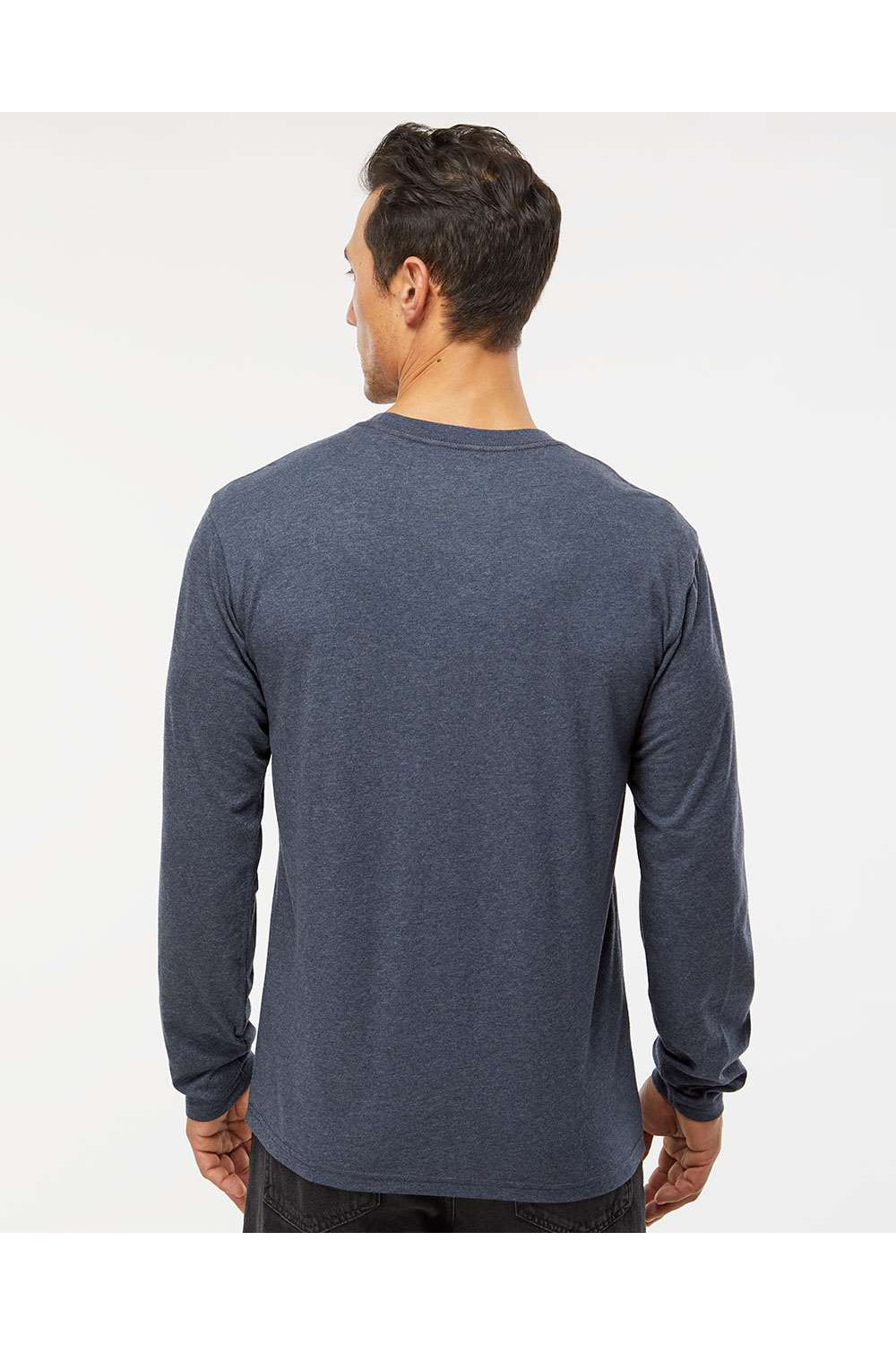 Kastlfel 2016 Mens RecycledSoft Long Sleeve Crewneck T-Shirt Midnight Blue Model Back
