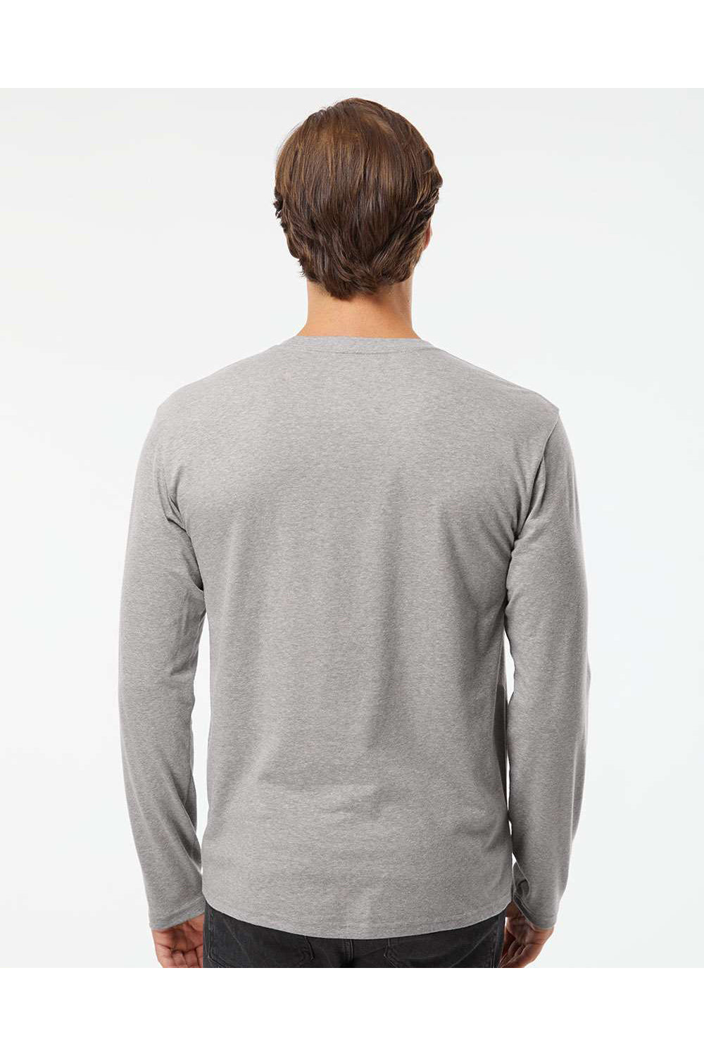 Kastlfel 2016 Mens RecycledSoft Long Sleeve Crewneck T-Shirt Steel Grey Model Back
