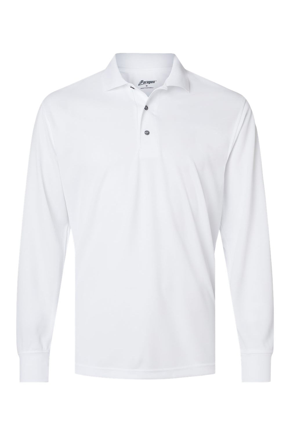 Paragon 110 Mens Prescott Long Sleeve Polo Shirt White Flat Front