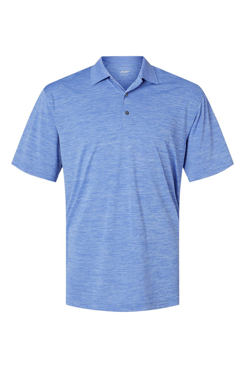 Paragon 130 Mens Dakota Striated Short Sleeve Polo Shirt Heather Peri Blue Flat Front