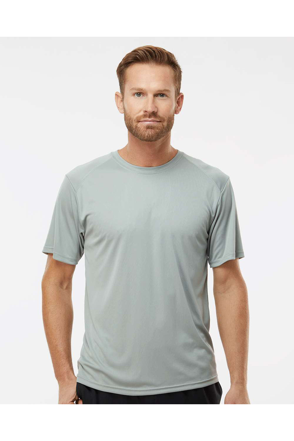 Paragon 200 Mens Islander Performance Short Sleeve Crewneck T-Shirt Medium Grey Model Front