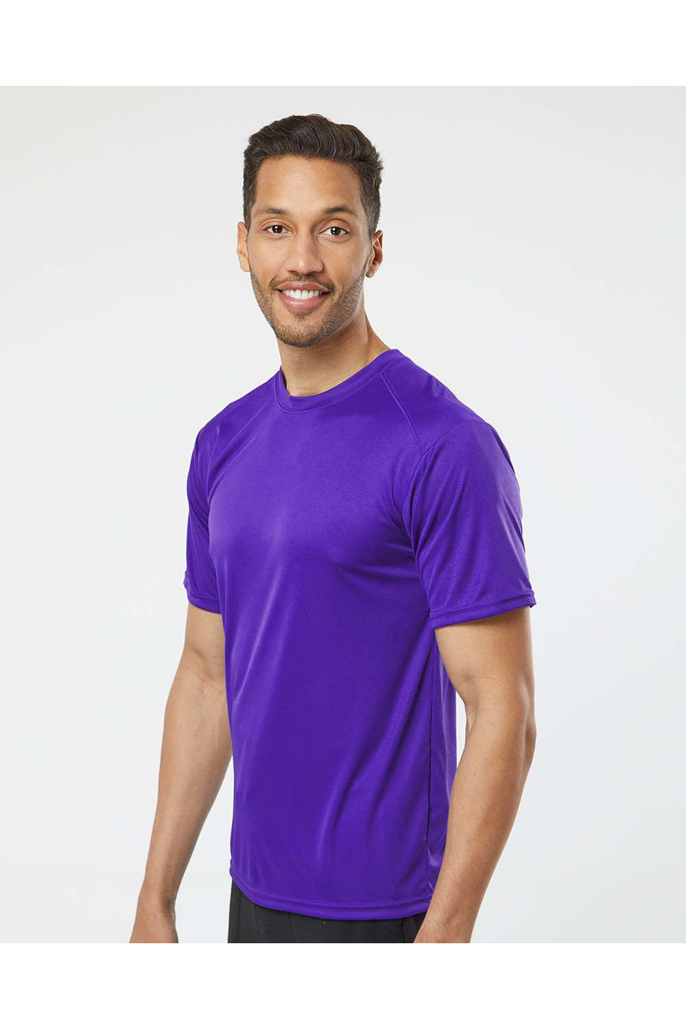 Paragon 200 Mens Islander Performance Short Sleeve Crewneck T-Shirt Purple Model Side