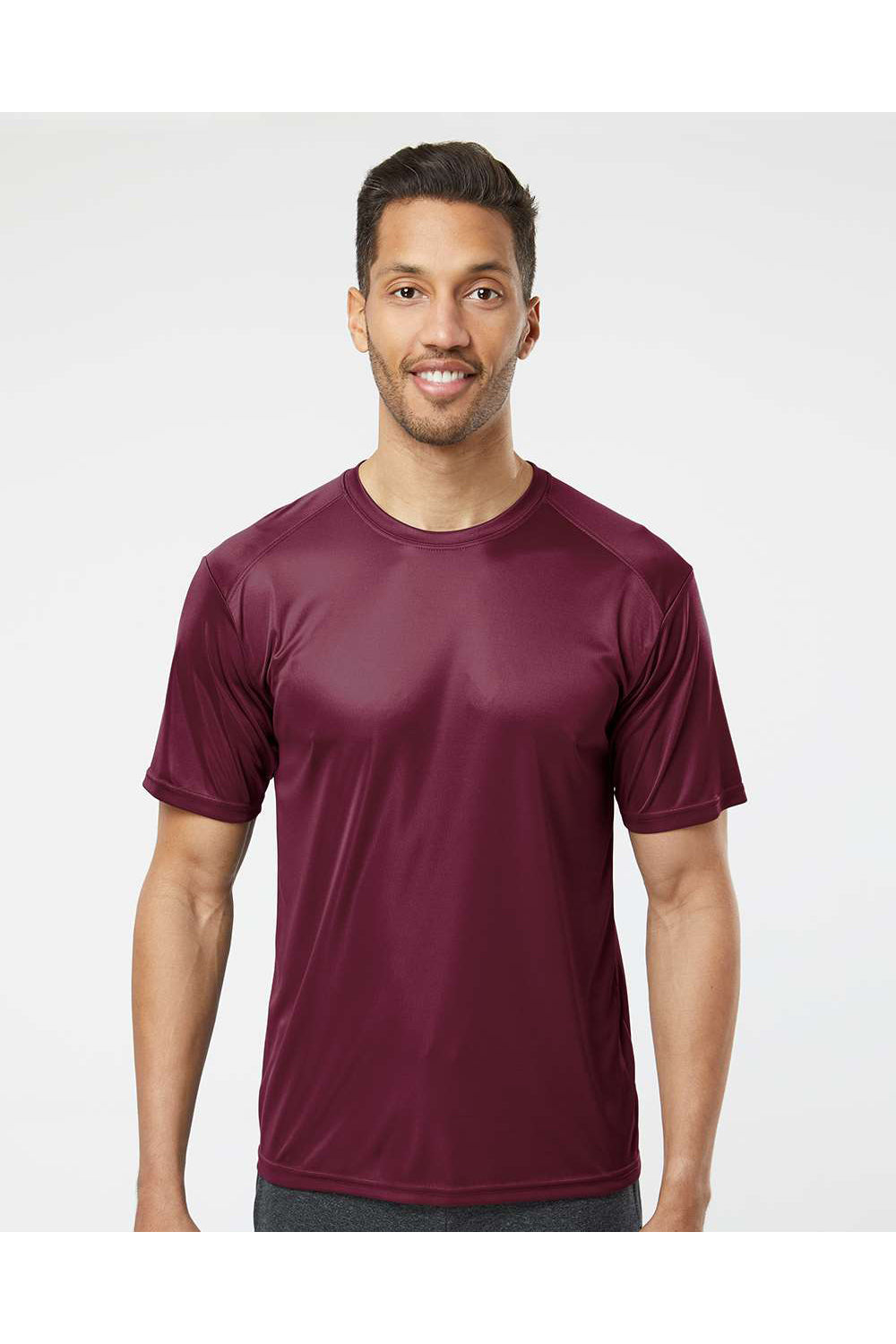 Paragon 200 Mens Islander Performance Short Sleeve Crewneck T-Shirt Maroon Model Front