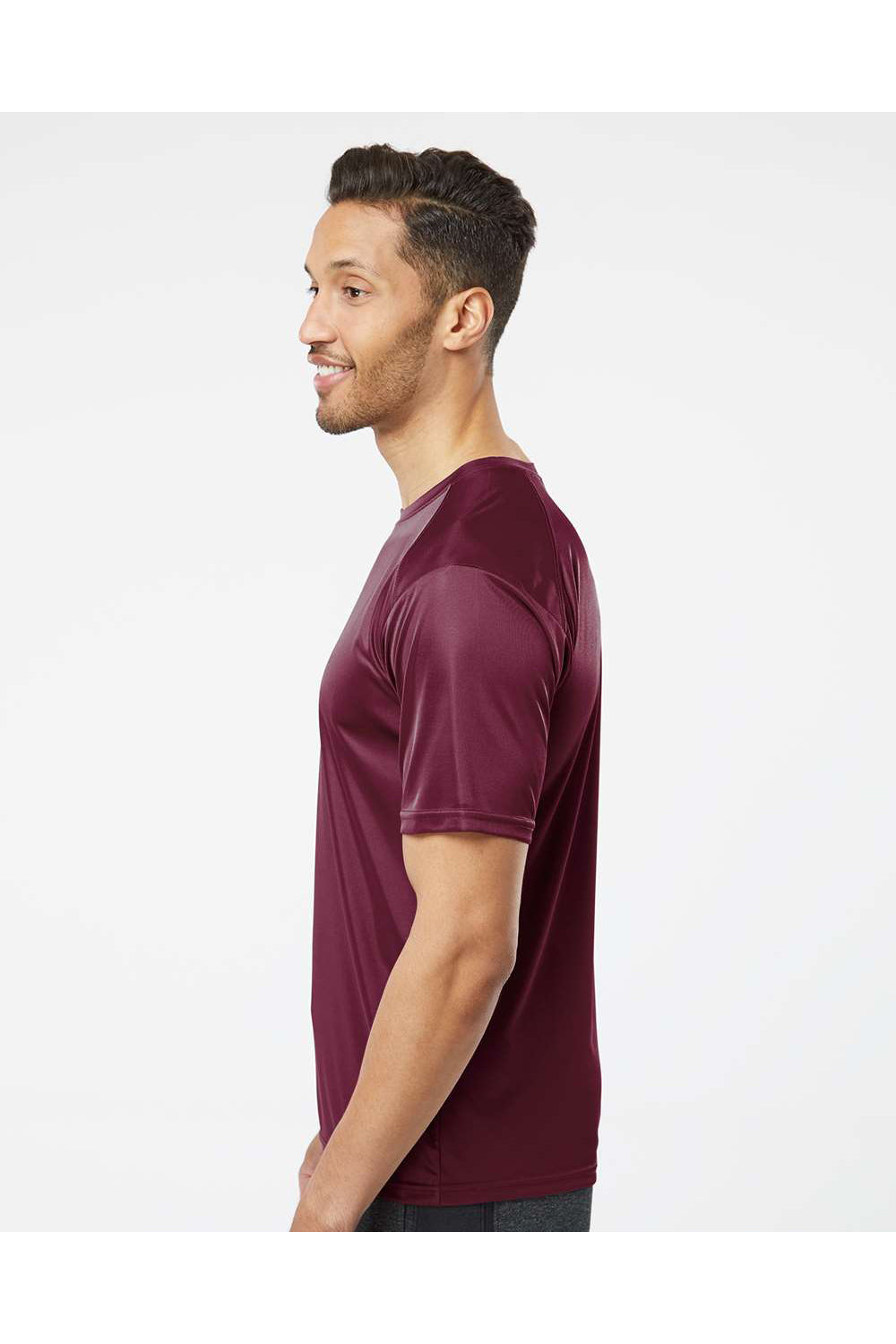 Paragon 200 Mens Islander Performance Short Sleeve Crewneck T-Shirt Maroon Model Side