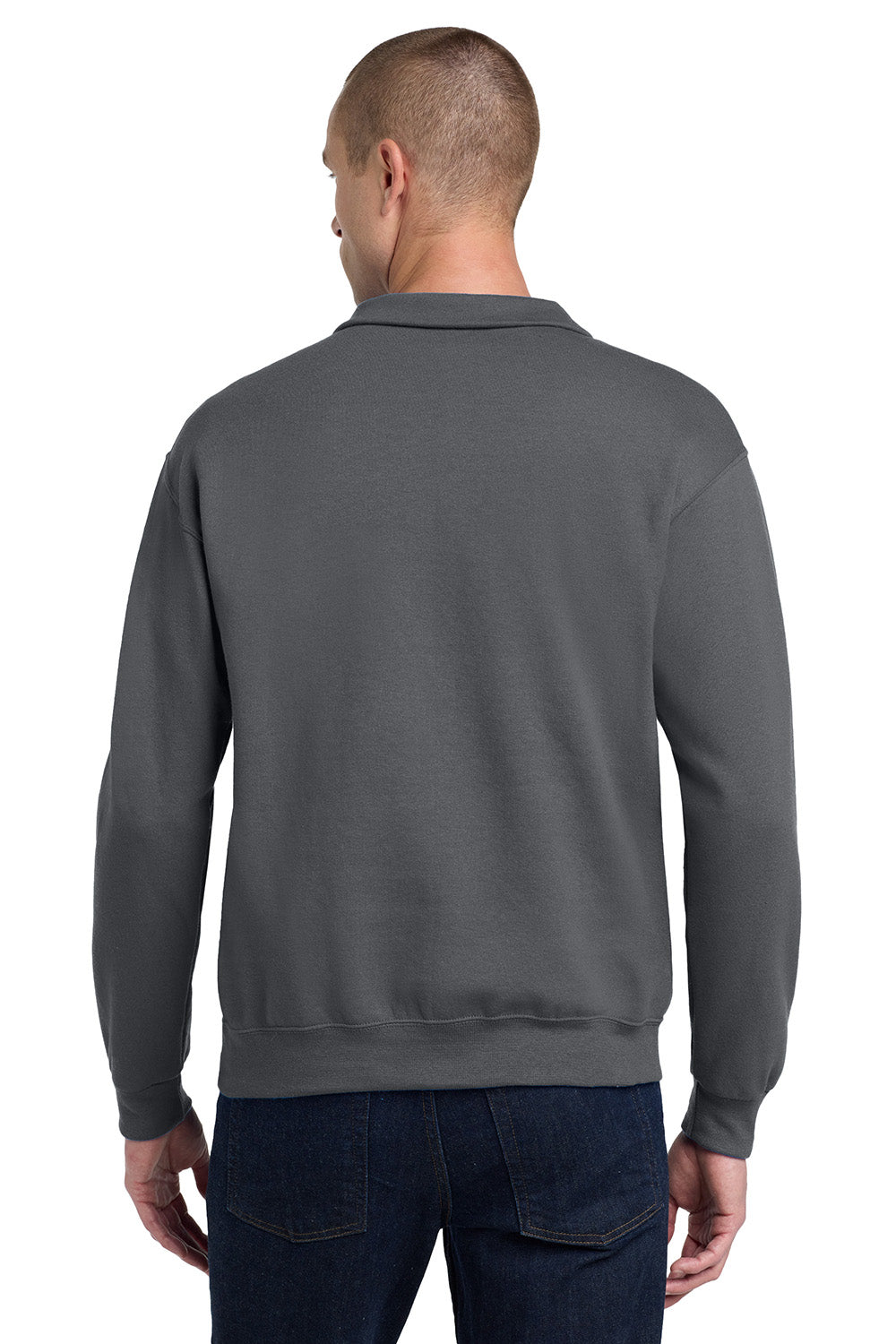 Jerzees 995M/995MR Mens NuBlend Pill Resistant Fleece 1/4 Zip Sweatshirt Charcoal Grey Model Back