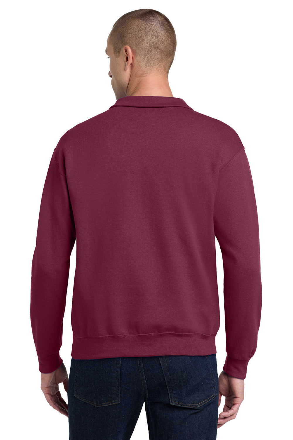 Jerzees 995M/995MR Mens NuBlend Pill Resistant Fleece 1/4 Zip Sweatshirt Maroon Model Back