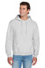 Jerzees 996M/996/996MR Mens NuBlend Pill Resistant Fleece Hooded Sweatshirt Hoodie w/ Pouch Pocket Ash Grey Model Front