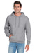 Jerzees 996M/996/996MR Mens NuBlend Pill Resistant Fleece Hooded Sweatshirt Hoodie w/ Pouch Pocket Heather Grey Model Front