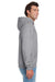 Jerzees 996M/996/996MR Mens NuBlend Pill Resistant Fleece Hooded Sweatshirt Hoodie w/ Pouch Pocket Heather Grey Model Side