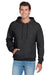 Jerzees 996M/996/996MR Mens NuBlend Pill Resistant Fleece Hooded Sweatshirt Hoodie w/ Pouch Pocket Heather Black Model Front