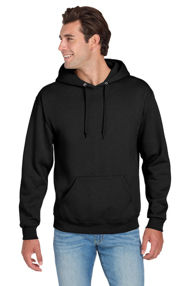 Jerzees 996M/996/996MR Mens NuBlend Pill Resistant Fleece Hooded Sweatshirt Hoodie w/ Pouch Pocket Black Model Front