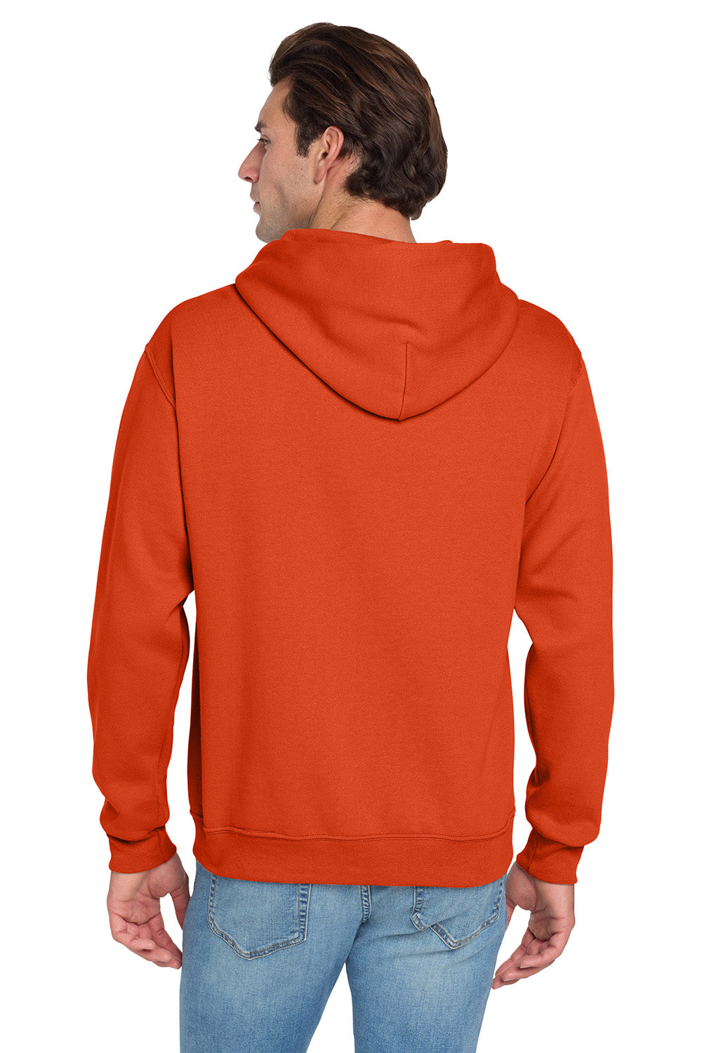 Jerzees 996M/996/996MR Mens NuBlend Pill Resistant Fleece Hooded Sweatshirt Hoodie w/ Pouch Pocket Burnt Orange Model Back