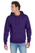 Jerzees 996M/996/996MR Mens NuBlend Pill Resistant Fleece Hooded Sweatshirt Hoodie w/ Pouch Pocket Deep Purple Model Front