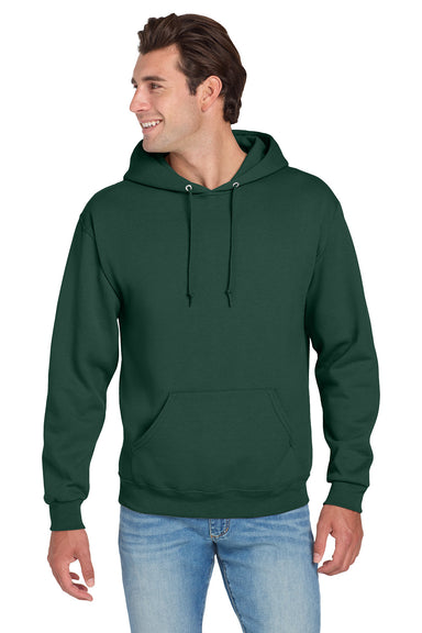 Jerzees 996M/996/996MR Mens NuBlend Pill Resistant Fleece Hooded Sweatshirt Hoodie w/ Pouch Pocket Forest Green Model Front