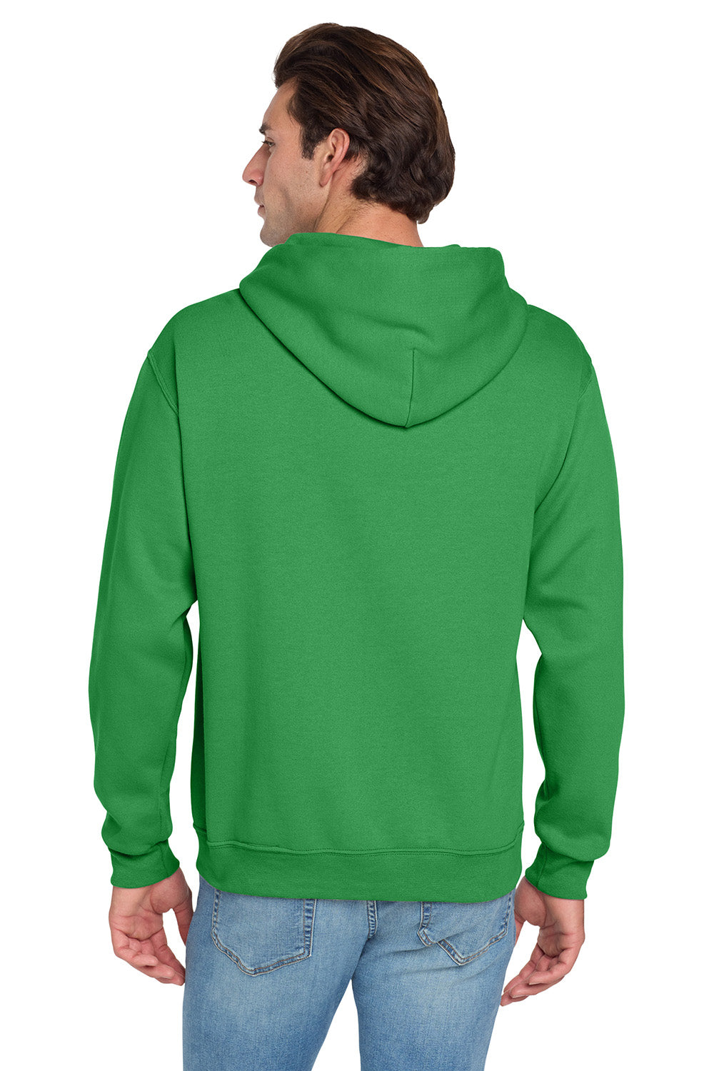 Jerzees 996M/996/996MR Mens NuBlend Pill Resistant Fleece Hooded Sweatshirt Hoodie w/ Pouch Pocket Kelly Green Model Back