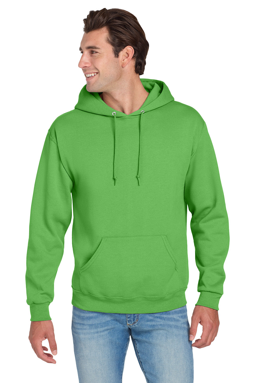 Jerzees 996M/996/996MR Mens NuBlend Pill Resistant Fleece Hooded Sweatshirt Hoodie w/ Pouch Pocket Kiwi Green Model Front