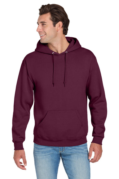 Jerzees 996M/996/996MR Mens NuBlend Pill Resistant Fleece Hooded Sweatshirt Hoodie w/ Pouch Pocket Maroon Model Front