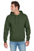 Jerzees 996M/996/996MR Mens NuBlend Pill Resistant Fleece Hooded Sweatshirt Hoodie w/ Pouch Pocket Military Green Model Front