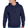 Jerzees Mens NuBlend Pill Resistant Fleece Hooded Sweatshirt Hoodie w/ Pouch Pocket - Navy Blue