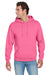 Jerzees 996M/996/996MR Mens NuBlend Pill Resistant Fleece Hooded Sweatshirt Hoodie w/ Pouch Pocket Neon Pink Model Front