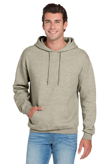 Jerzees 996M/996/996MR Mens NuBlend Pill Resistant Fleece Hooded Sweatshirt Hoodie w/ Pouch Pocket Heather Oatmeal Model Front