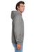 Jerzees 996M/996/996MR Mens NuBlend Pill Resistant Fleece Hooded Sweatshirt Hoodie w/ Pouch Pocket Oxford Grey Model Side