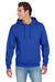 Jerzees 996M/996/996MR Mens NuBlend Pill Resistant Fleece Hooded Sweatshirt Hoodie w/ Pouch Pocket Royal Blue Model Front