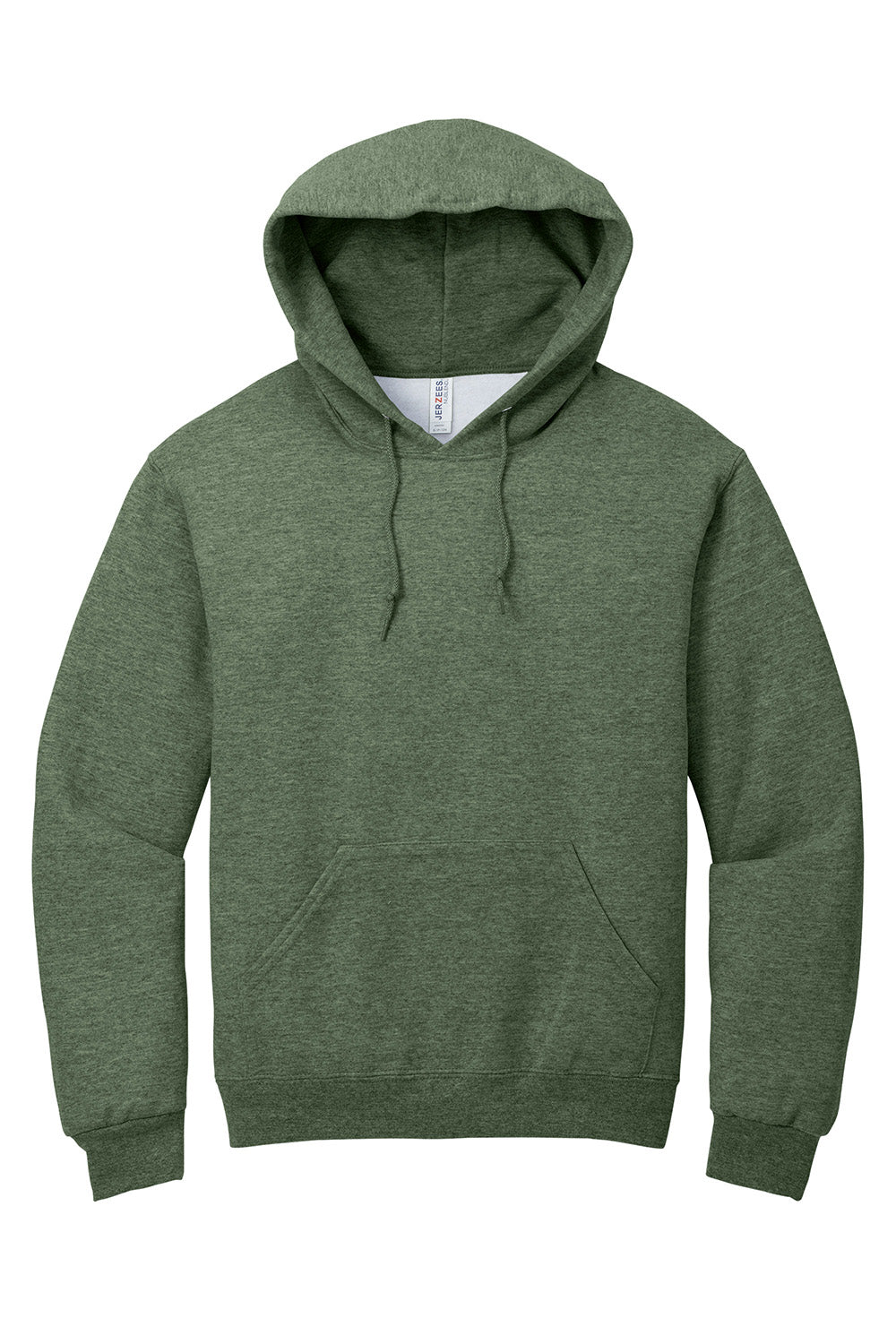 Jerzees 996M/996/996MR Mens NuBlend Pill Resistant Fleece Hooded Sweatshirt Hoodie w/ Pouch Pocket Heather Military Green Flat Front