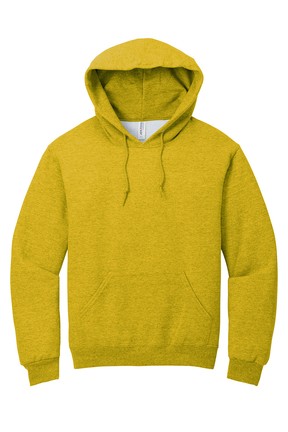 Jerzees 996M/996/996MR Mens NuBlend Pill Resistant Fleece Hooded Sweatshirt Hoodie w/ Pouch Pocket Heather Mustard Yellow Flat Front