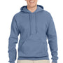 Jerzees Mens NuBlend Pill Resistant Fleece Hooded Sweatshirt Hoodie w/ Pouch Pocket - Denim Blue