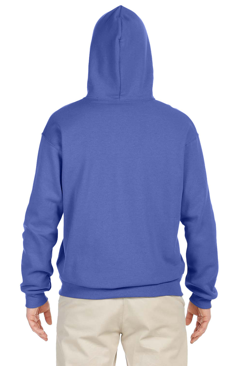 Jerzees 996M/996/996MR Mens NuBlend Pill Resistant Fleece Hooded Sweatshirt Hoodie w/ Pouch Pocket Periwinkle Blue Model Back