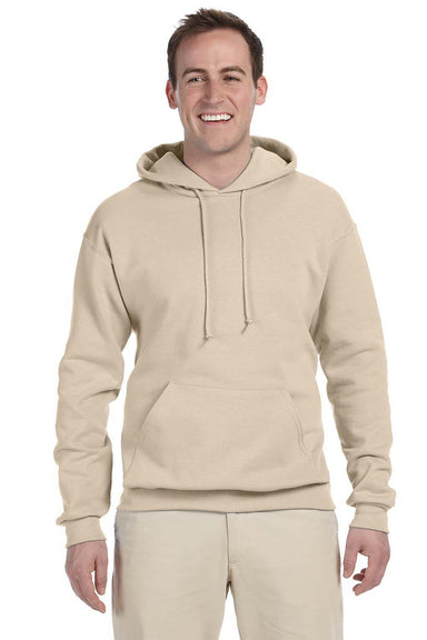 Jerzees 996M/996/996MR Mens NuBlend Pill Resistant Fleece Hooded Sweatshirt Hoodie w/ Pouch Pocket Sandstone Model Front