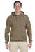 Jerzees 996M/996/996MR Mens NuBlend Pill Resistant Fleece Hooded Sweatshirt Hoodie w/ Pouch Pocket Safari Brown Model Front