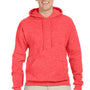 Jerzees Mens NuBlend Pill Resistant Fleece Hooded Sweatshirt Hoodie w/ Pouch Pocket - Heather Retro Coral