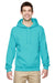 Jerzees 996M/996/996MR Mens NuBlend Pill Resistant Fleece Hooded Sweatshirt Hoodie w/ Pouch Pocket Scuba Blue Model Front