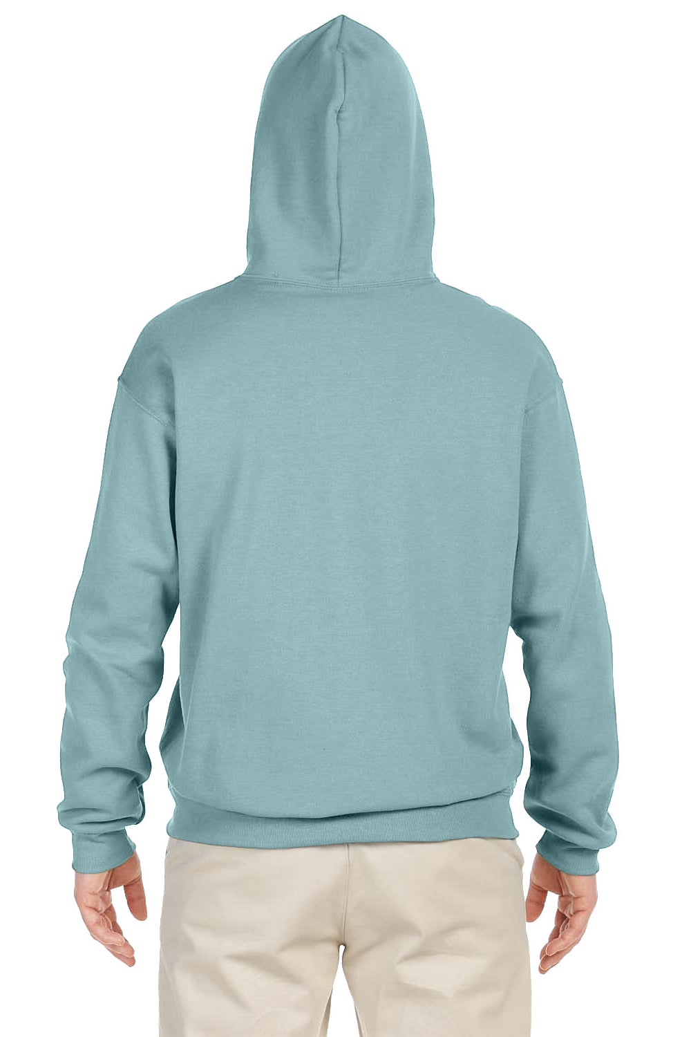 Jerzees 996M/996/996MR Mens NuBlend Pill Resistant Fleece Hooded Sweatshirt Hoodie w/ Pouch Pocket Sage Green Model Back