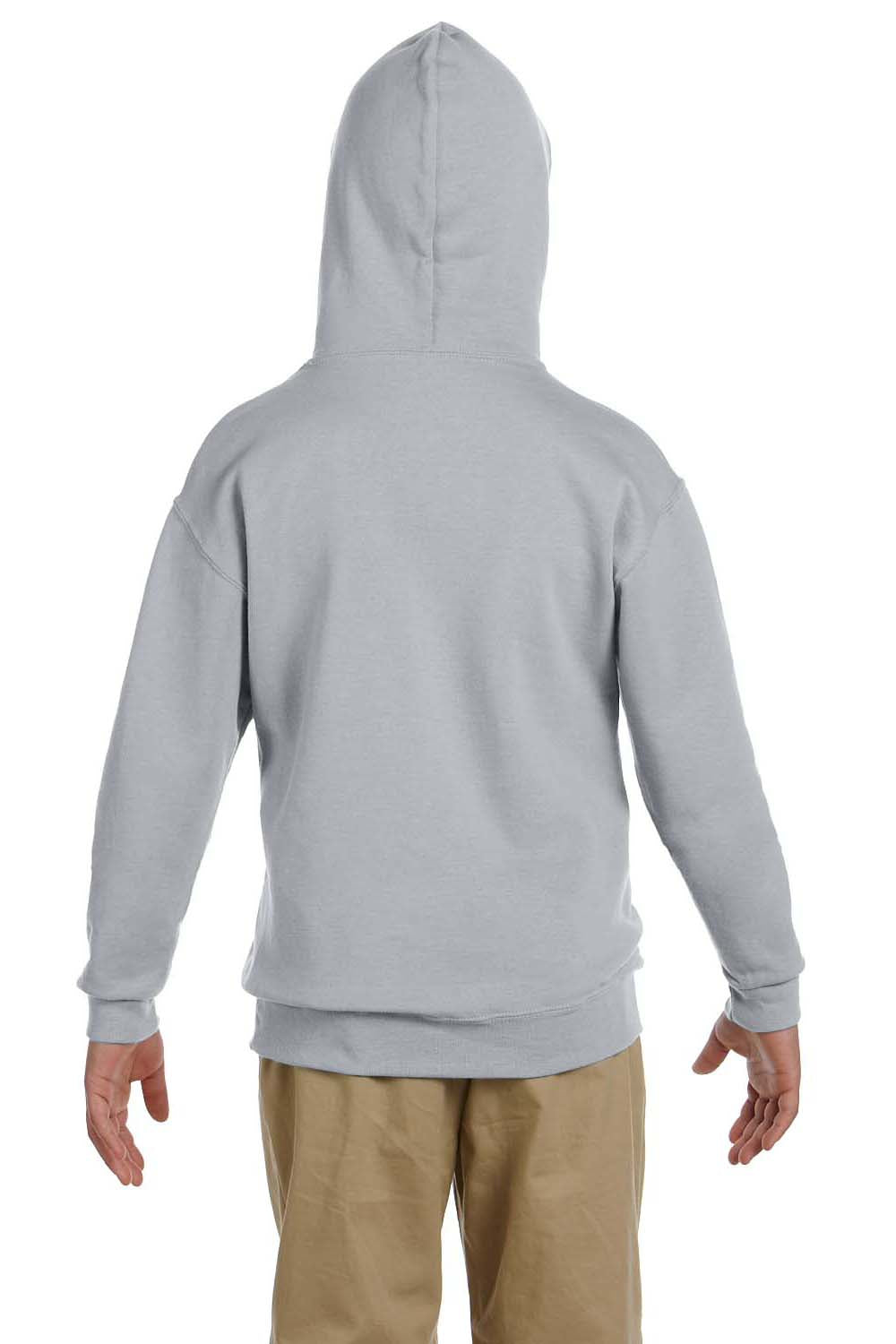 Jerzees 996Y/996YR Youth NuBlend Pill Resistant Fleece Hooded Sweatshirt Hoodie w/ Pouch Pocket Oxford Grey Model Back